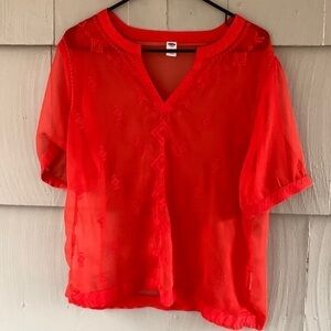 𝅺OLD Navy bright red/orange sheer top